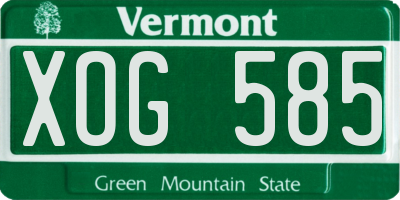 VT license plate XOG585