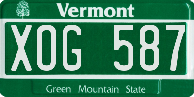VT license plate XOG587