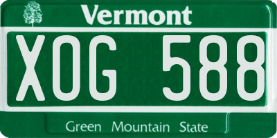 VT license plate XOG588