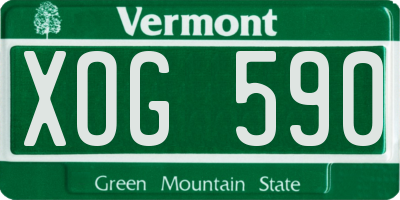 VT license plate XOG590