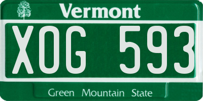 VT license plate XOG593