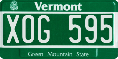 VT license plate XOG595