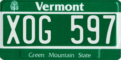 VT license plate XOG597