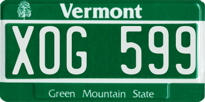 VT license plate XOG599