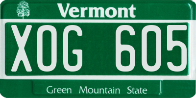 VT license plate XOG605