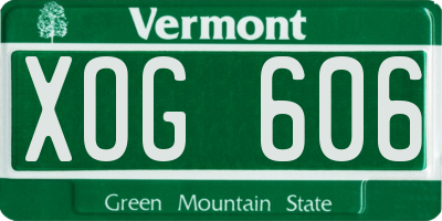 VT license plate XOG606