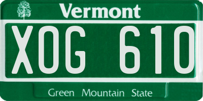 VT license plate XOG610