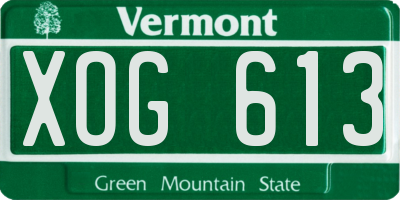 VT license plate XOG613