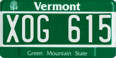 VT license plate XOG615
