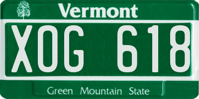 VT license plate XOG618