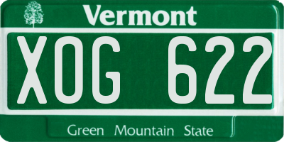 VT license plate XOG622