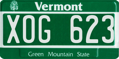 VT license plate XOG623