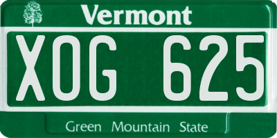 VT license plate XOG625