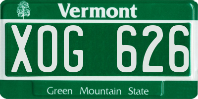 VT license plate XOG626