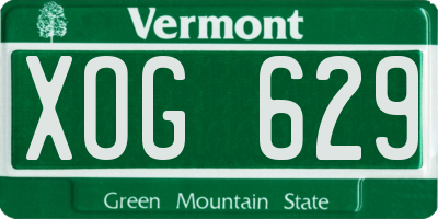 VT license plate XOG629