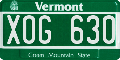 VT license plate XOG630
