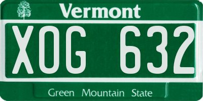 VT license plate XOG632