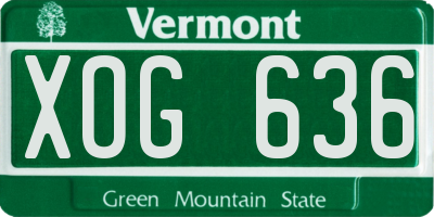 VT license plate XOG636