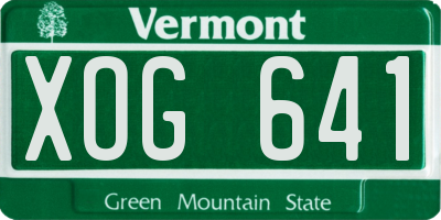 VT license plate XOG641