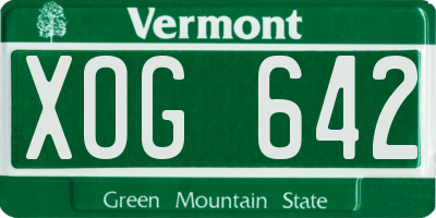 VT license plate XOG642