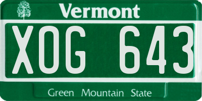 VT license plate XOG643