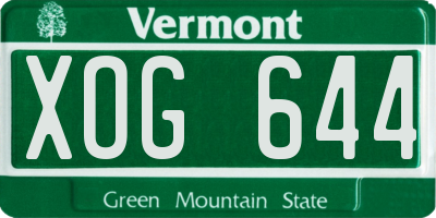 VT license plate XOG644
