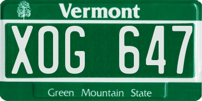 VT license plate XOG647