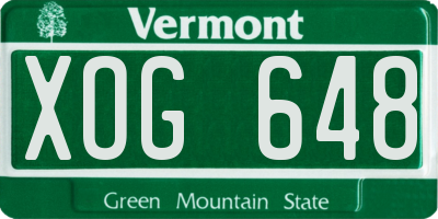 VT license plate XOG648