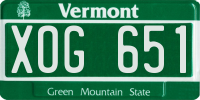 VT license plate XOG651
