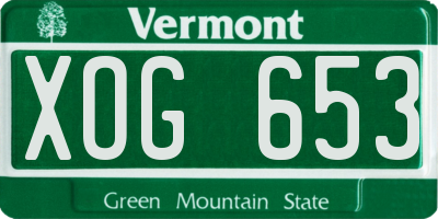 VT license plate XOG653