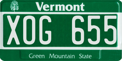 VT license plate XOG655