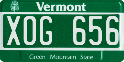 VT license plate XOG656