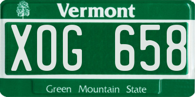 VT license plate XOG658