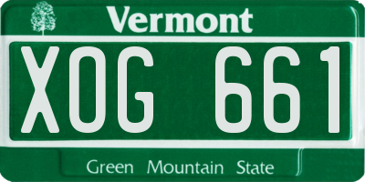 VT license plate XOG661
