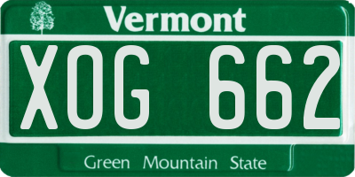 VT license plate XOG662