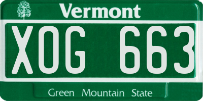 VT license plate XOG663