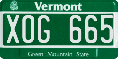 VT license plate XOG665
