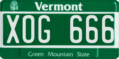 VT license plate XOG666