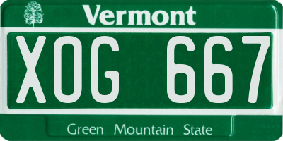 VT license plate XOG667