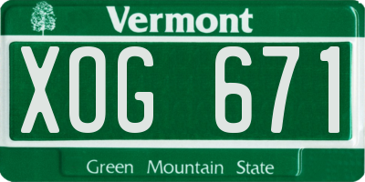 VT license plate XOG671