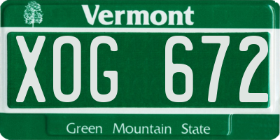 VT license plate XOG672