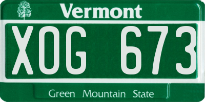 VT license plate XOG673