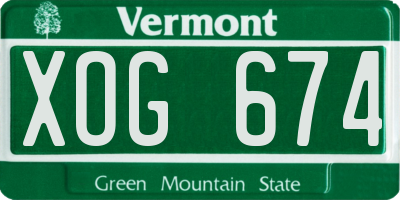 VT license plate XOG674