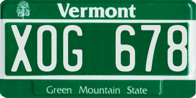 VT license plate XOG678