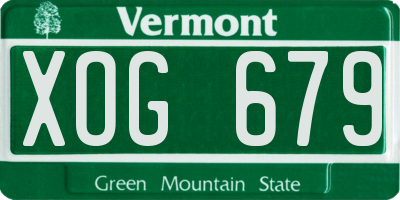 VT license plate XOG679
