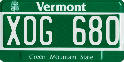 VT license plate XOG680