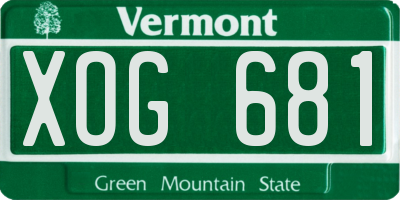 VT license plate XOG681