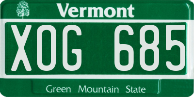 VT license plate XOG685