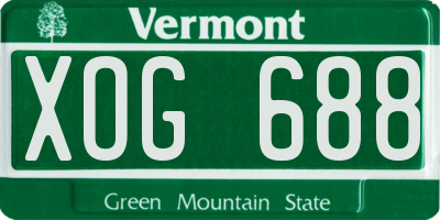 VT license plate XOG688