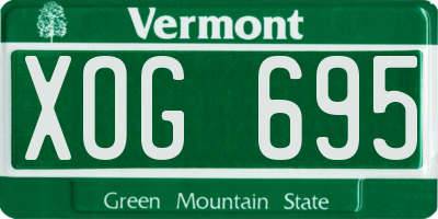 VT license plate XOG695